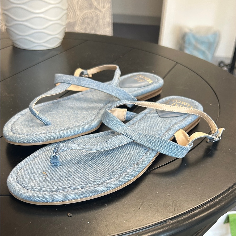 crown & ivy Light Blue Denim Thong Sandals - Women